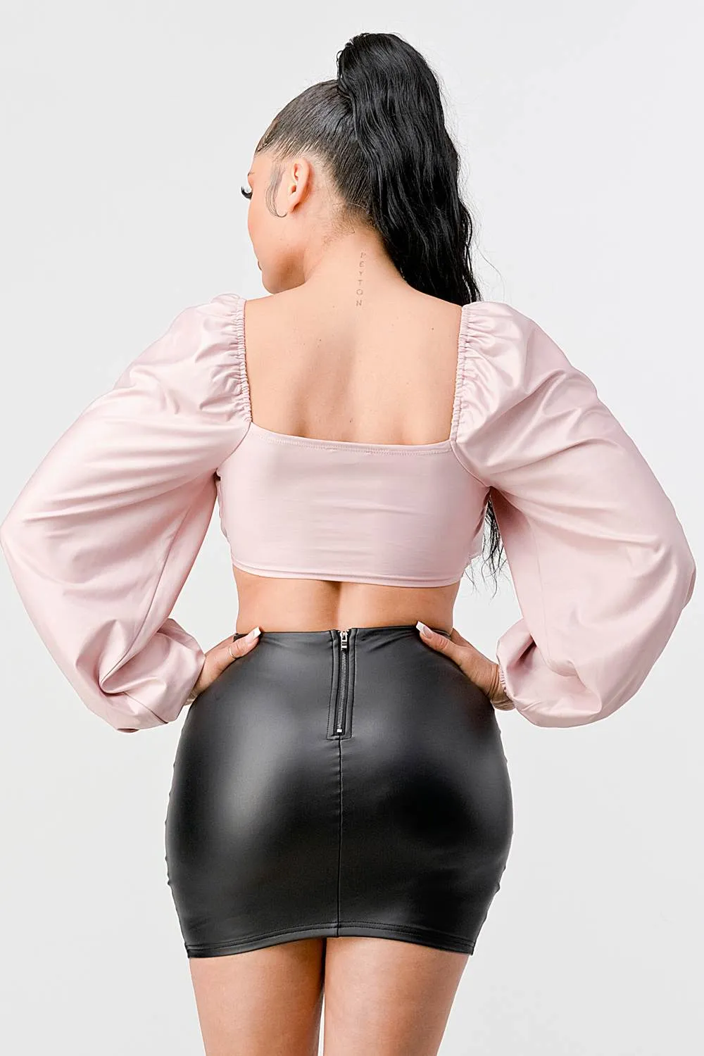 LUX COATING RUCHED SQUARE NECK CROP TOP sold by privy product image thumbnail 3