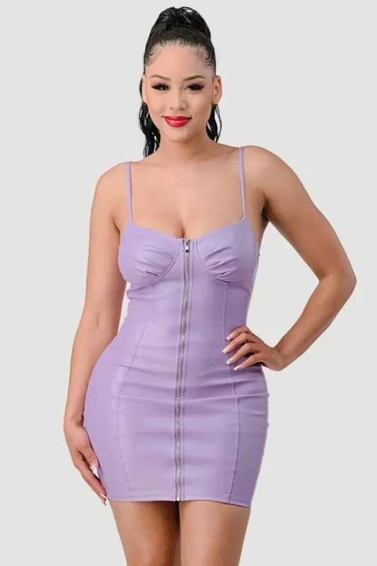 SEXY PU ZIPUP SWEETHEART BODYCON MINI DRESS sold by privy
