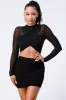 CROSSED-FRONT SHEER CROPPED TOP AND SKIRT SET sold by privy