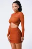 CROSSED-FRONT SHEER CROPPED TOP AND SKIRT SET sold by privy