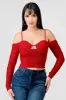 LUXE MESH SWEETHEART KEYHOLE COLD SHOULDER TOP sold by privy