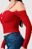 LUXE MESH SWEETHEART KEYHOLE COLD SHOULDER TOP sold by privy