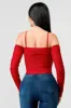 LUXE MESH SWEETHEART KEYHOLE COLD SHOULDER TOP sold by privy