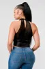 LUXE COATING RHINESTONES TRIM HALTER TANK TOP sold by privy