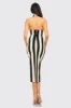 SEXY STRIPE HALTER NECK OPEN BACK SLIT MIDI DRESS sold by privy