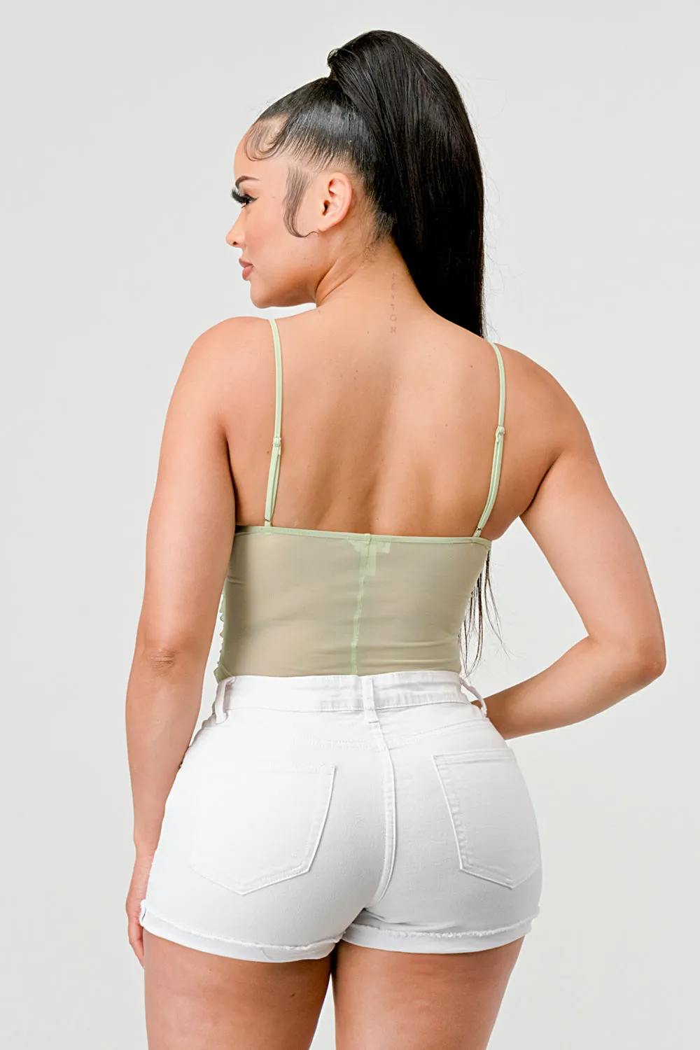 SEXY MESH TEXTURE CHEVRON PATTERN BODYSUIT sold by privy product image thumbnail 4