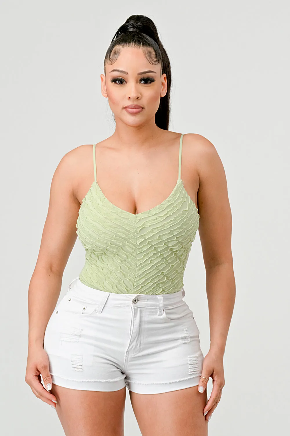 SEXY MESH TEXTURE CHEVRON PATTERN BODYSUIT sold by privy product image thumbnail 2