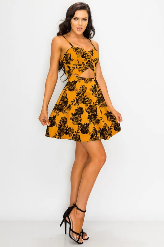 FLORAL VELVET MIDRIFF FIT AND FLARE DRESS sold by privy product image thumbnail 5