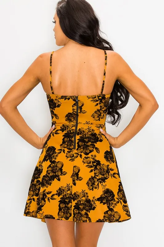 FLORAL VELVET MIDRIFF FIT AND FLARE DRESS sold by privy product image thumbnail 3