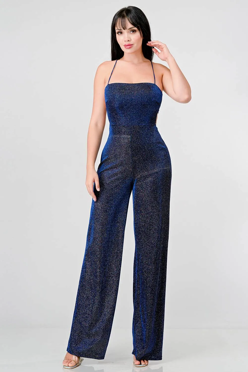 CLASSY NYLON GLITTER CROSSED BACK JUMPSUIT sold by privy product image thumbnail 5