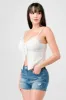 LUXE LACE TRIM SWEETHEART DRAWSTRING BOW CAMI TOP sold by privy