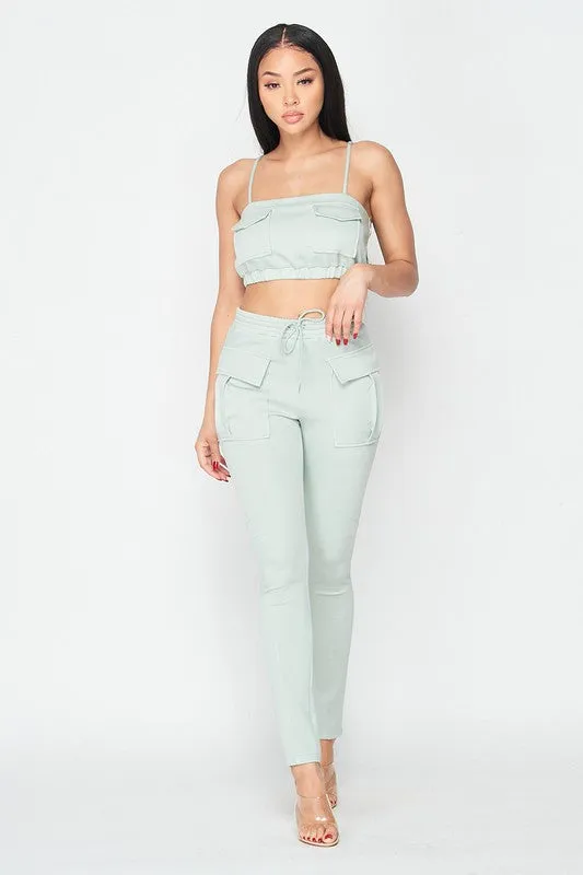 CROPPED CAMI AND JOGGERS SET WITH POCKET DETAILS sold by privy product image thumbnail 5