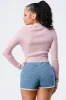 TRENDY FRONT SHIRRING DETAIL COLLARED KNIT TOP sold by privy