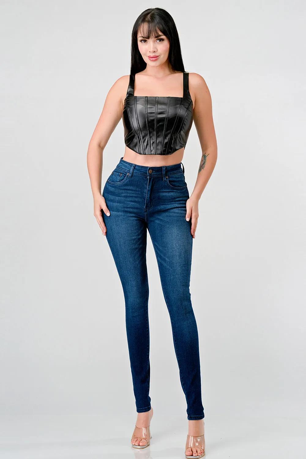 SEXY PLEATHER BACK ZIP CORSET CROP TOP sold by privy product image thumbnail 5