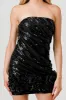 AD3720N / LUXE TWIST SEQUINS ROSETTES HEM TUBE MINI DRESS sold by privy
