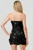 AD3720N / LUXE TWIST SEQUINS ROSETTES HEM TUBE MINI DRESS sold by privy