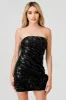 AD3720N / LUXE TWIST SEQUINS ROSETTES HEM TUBE MINI DRESS sold by privy