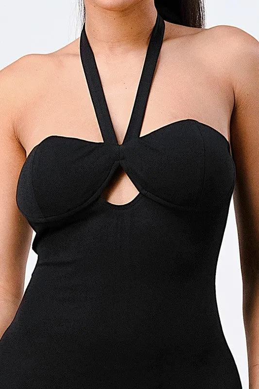 PD71820K-W / LUX RIB KEYHOLE NECKLACE STRAP BODYCON DRESS sold by privy product image thumbnail 5