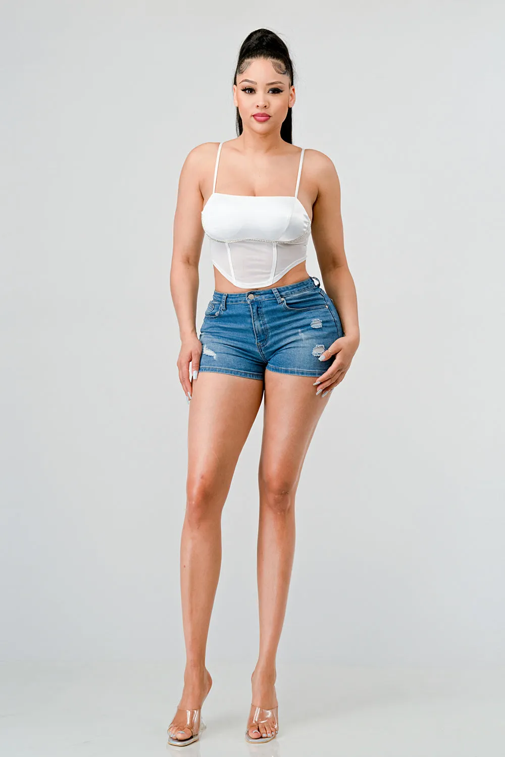 LUXE SATIN SWEETHEART RHINESTONE MESH BUSTIER sold by privy product image thumbnail 4