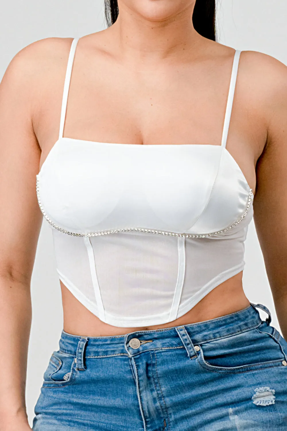 LUXE SATIN SWEETHEART RHINESTONE MESH BUSTIER sold by privy product image thumbnail 5