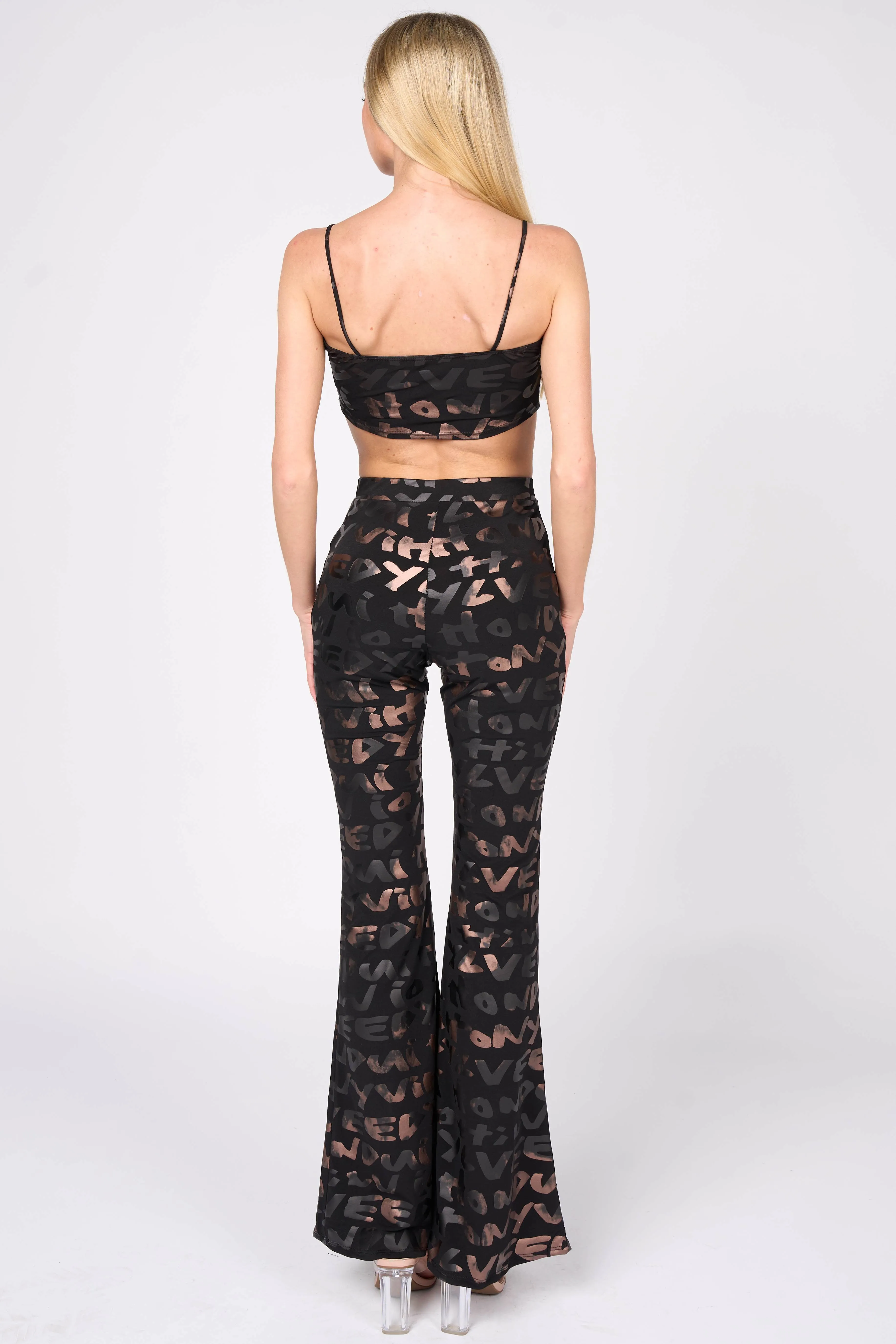 ITY FOILED LETTER PRINT CROP TOP & PANTS SET sold by privy product image thumbnail 3