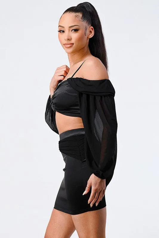 LUX MESH OFF SHOULDER SWEETHEART TOP & SKIRT SETS sold by privy product image thumbnail 3