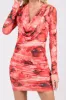 PD76415K-W / LUXE MARBLE MESH COWL NECK RUCHED MINI DRESS sold by privy