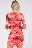 PD76415K-W / LUXE MARBLE MESH COWL NECK RUCHED MINI DRESS sold by privy