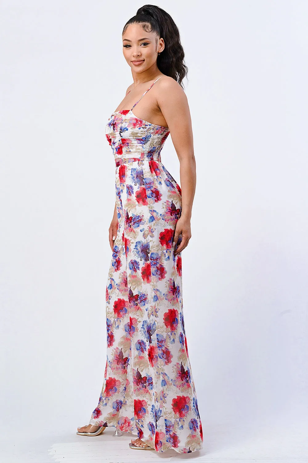 FLORAL CHIFFON SMOCKED RELAX FIT JUMPSUIT sold by privy product image thumbnail 2