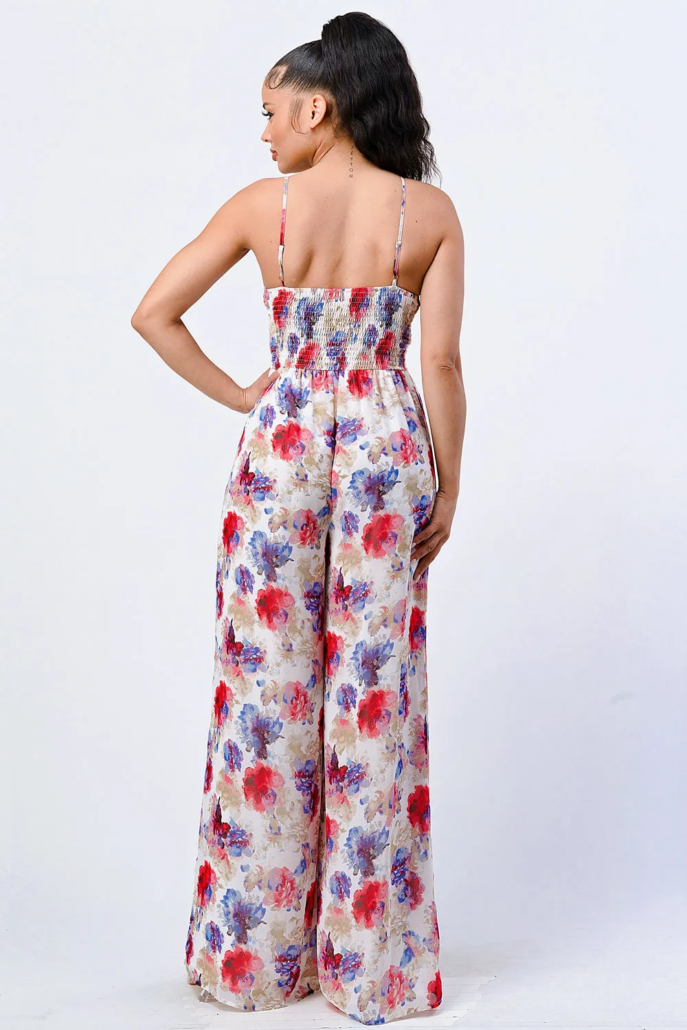 FLORAL CHIFFON SMOCKED RELAX FIT JUMPSUIT sold by privy product image thumbnail 3