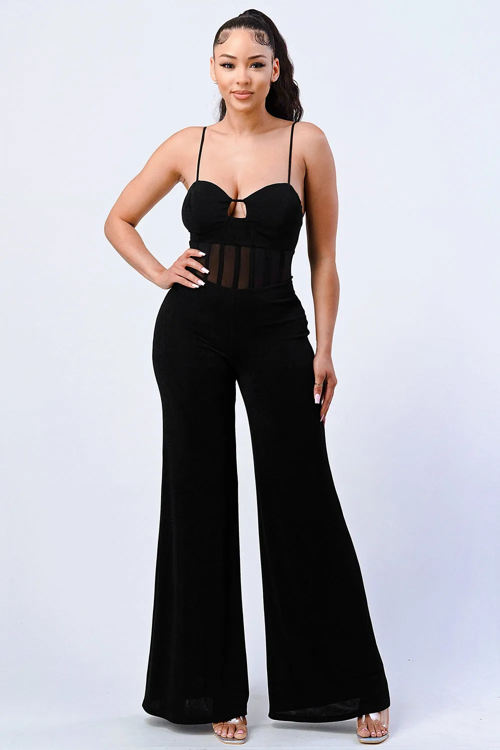 LUXE MESH CONTRAST SWEETHEART KEYHOLE JUMPSUIT sold by privy product image thumbnail 2