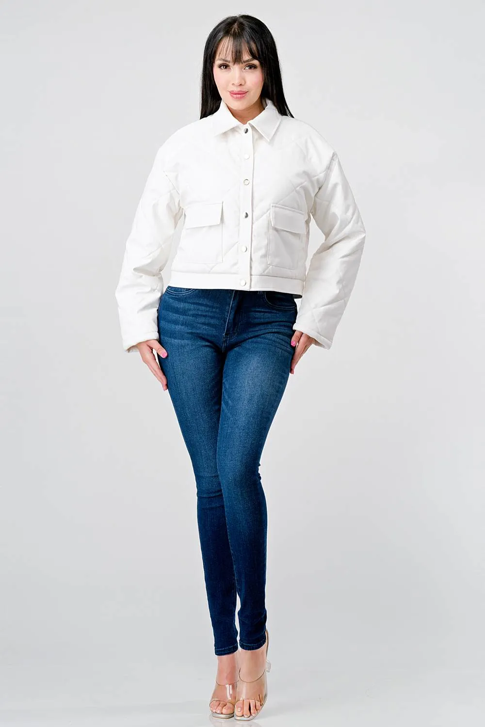 PLEATHER QULITED COLLARED LONG SLEEVE JACKET sold by privy product image thumbnail 5