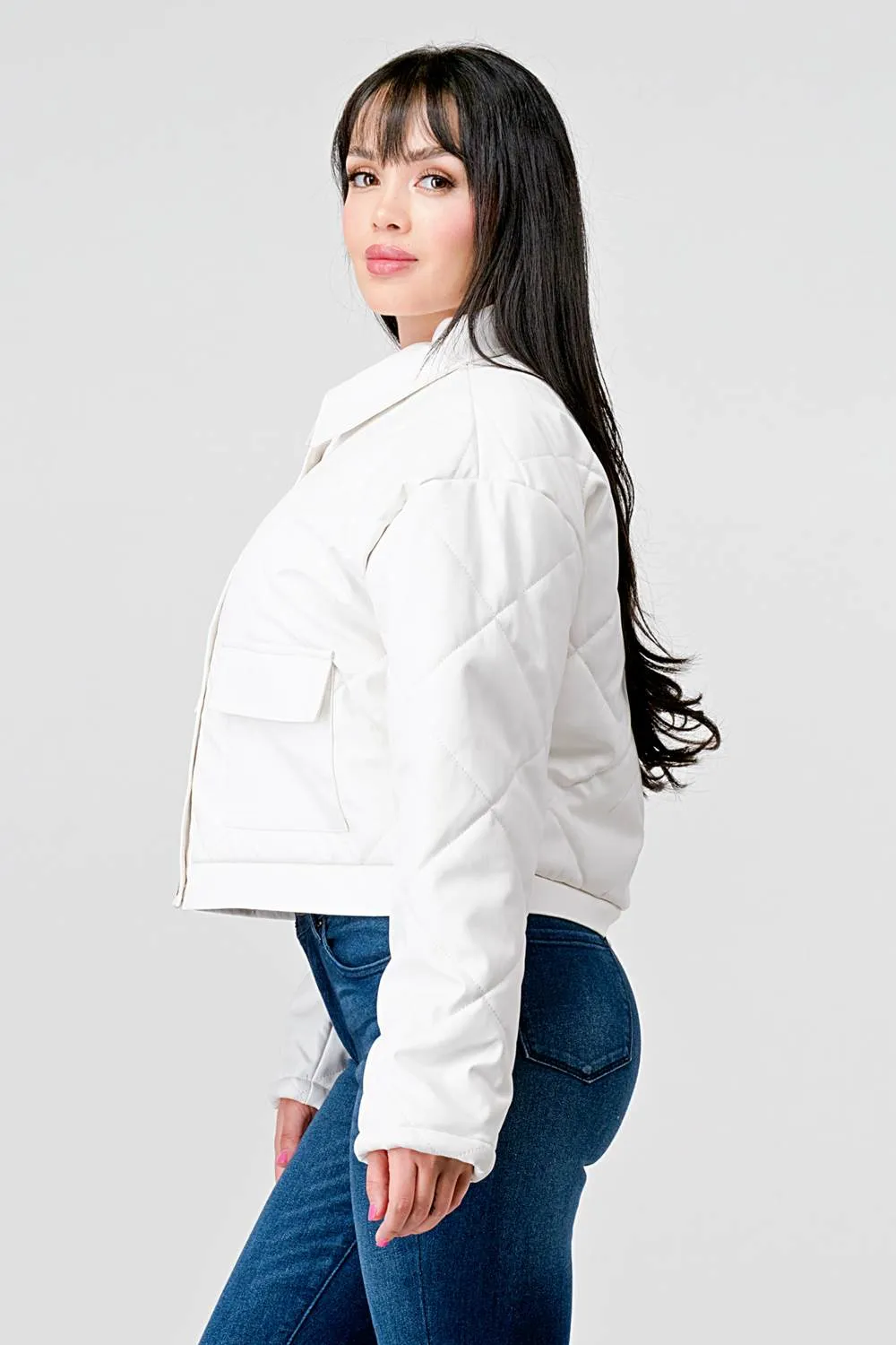 PLEATHER QULITED COLLARED LONG SLEEVE JACKET sold by privy product image thumbnail 2