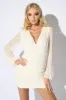 LUXE PATTERN LACE PEARL EMBELLISHED MINI DRESS sold by privy