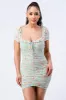 FLORAL RUFFLED SQUARE NECK RUCHED CHIFFON DRESS sold by privy