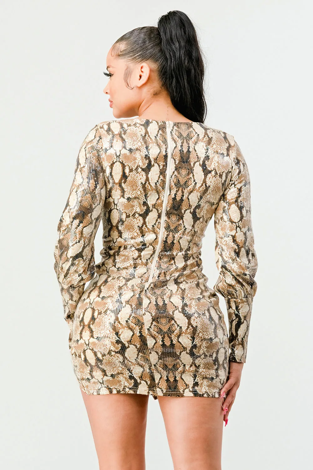 SEXY SNECK PYTHON TWIST FRONT DEEP-V MINI DRESS sold by privy product image thumbnail 4