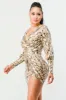 SEXY SNECK PYTHON TWIST FRONT DEEP-V MINI DRESS sold by privy