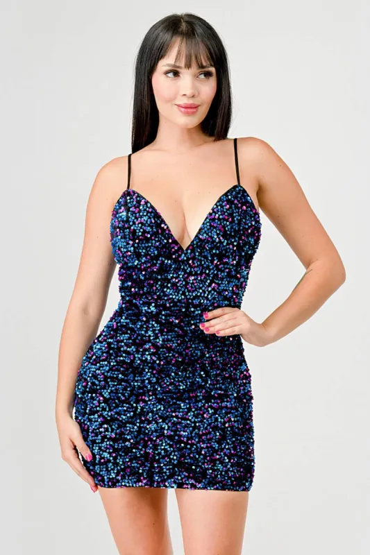 SEXY SEQUINS VELVET SWEETHEART MINI DRESS sold by privy