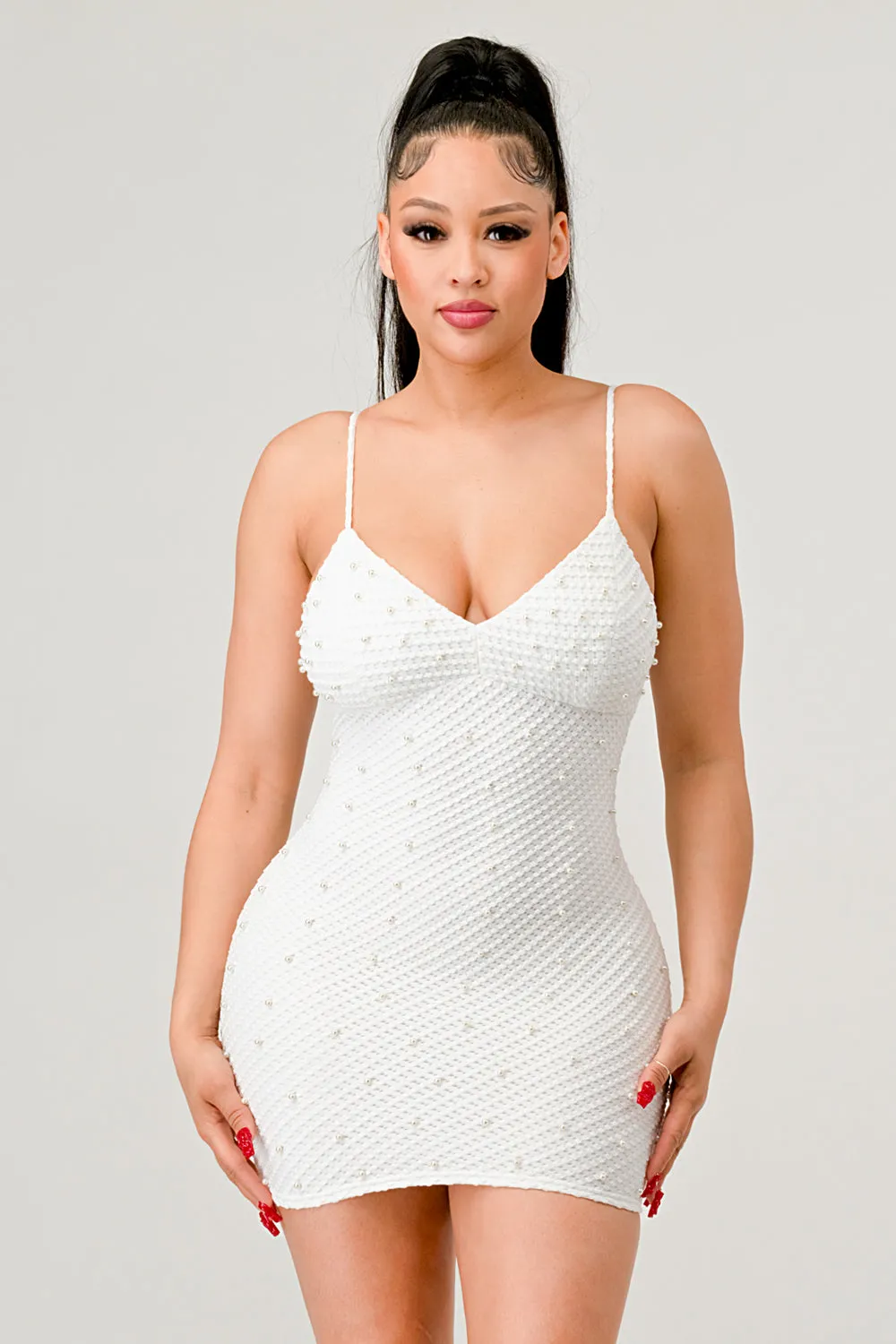 LUXE TEXTURE PEARL SWEETHEART BODYCON MINI DRESS sold by privy product image thumbnail 2