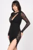 SEXY STRETCH LACE CONTRAST CUTOUT SLIT MINI DRESS sold by privy