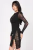 SEXY STRETCH LACE CONTRAST CUTOUT SLIT MINI DRESS sold by privy