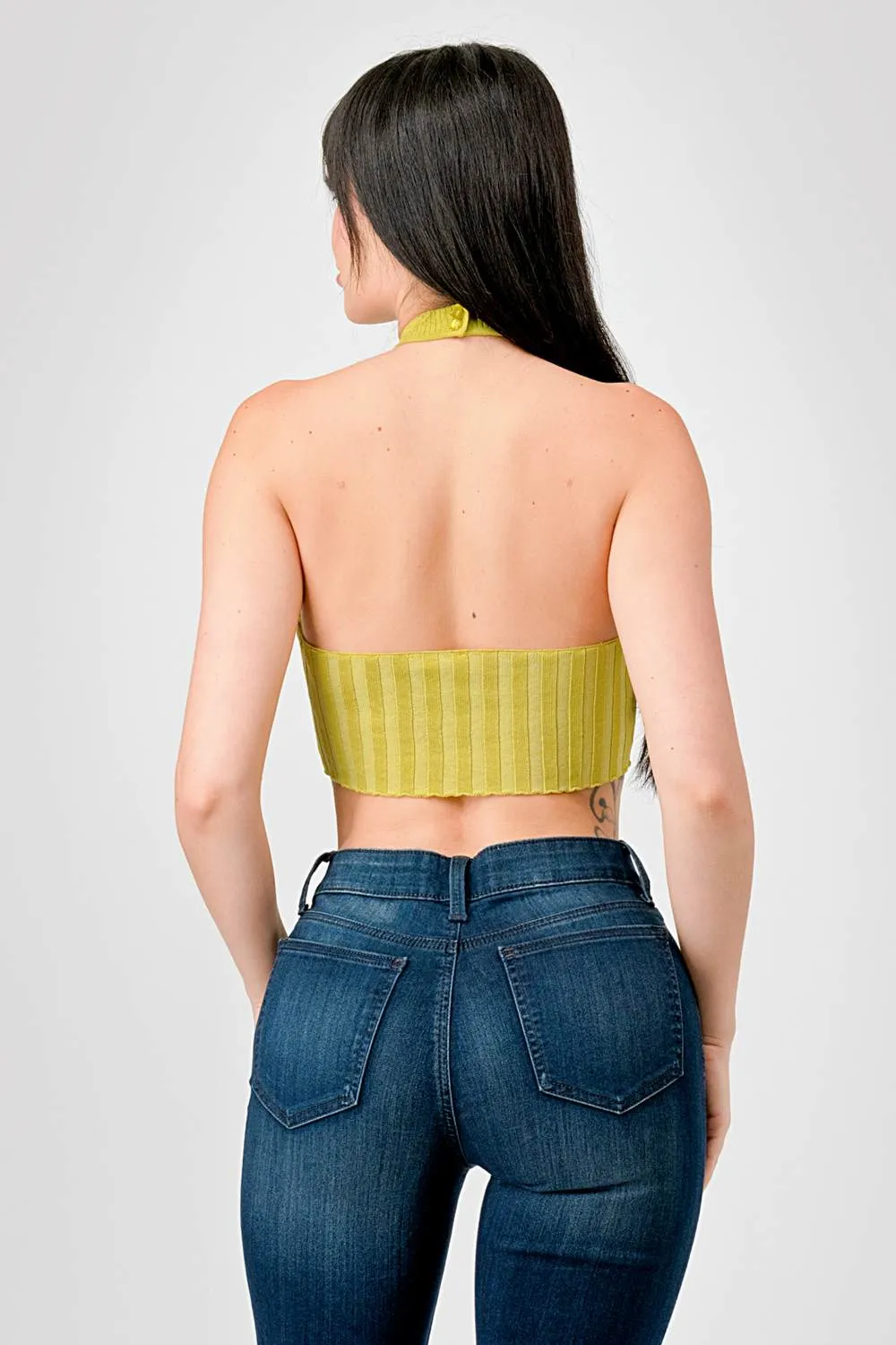 SEXY RIB SWEATER HALTERNECK GOLD RING KEYHOLE TOP sold by privy product image thumbnail 4