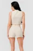 TWILL ZIPUP HALTER CROPPED TOP CARGO SHORTS SET sold by privy