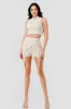 TWILL ZIPUP HALTER CROPPED TOP CARGO SHORTS SET sold by privy