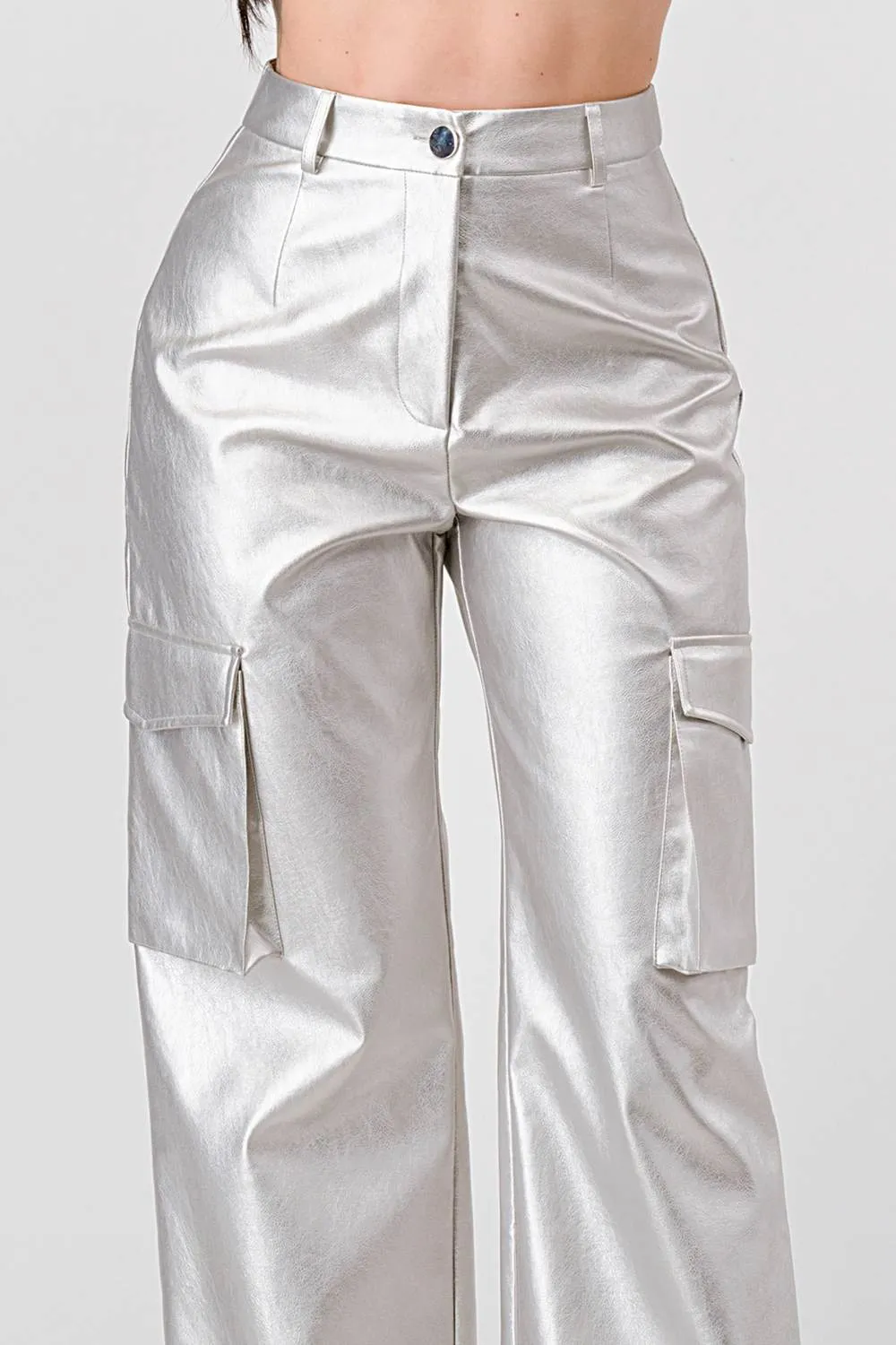 SEXY METALLIC PLEATHER POCKETS CARGO PANTS sold by privy product image thumbnail 5