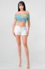 FLORAL MESH PRINT SWEETHEART RUFFLED RUCHED TOP sold by privy
