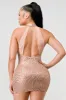 LUX SEQUINS HALTER OPEN BACK BODYCON MINI DRESS sold by privy