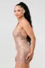 LUX SEQUINS HALTER OPEN BACK BODYCON MINI DRESS sold by privy