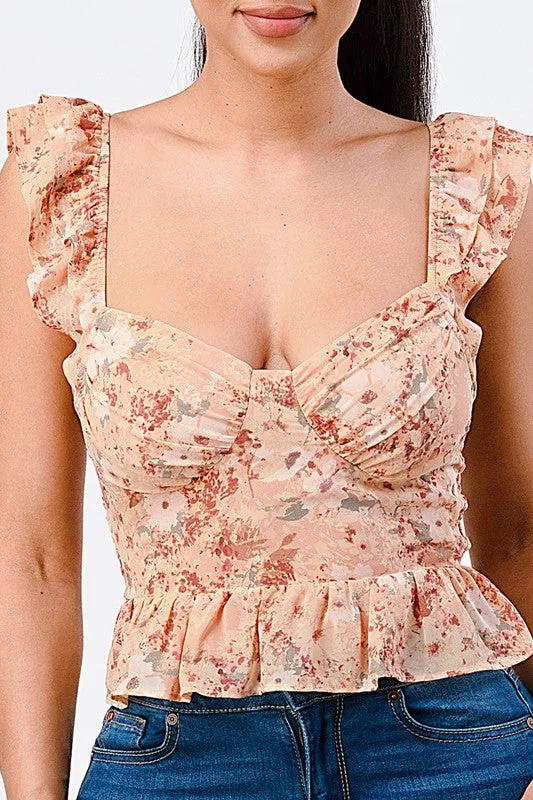 FLORAL SWEETHEART SMOCKED RUFFLE TOP sold by privy product image thumbnail 5