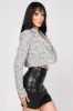 LUXE STRETCH TWEED GOLD PEARL BUTTON CROP BLAZER sold by privy